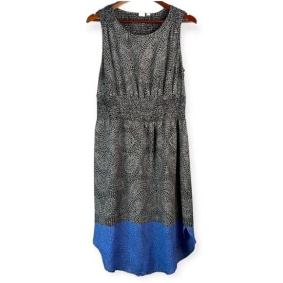 GAP Paisley Floral Print Midi Dress Navy Blue Smock Sleeveless Color Block M - Picture 2 of 9